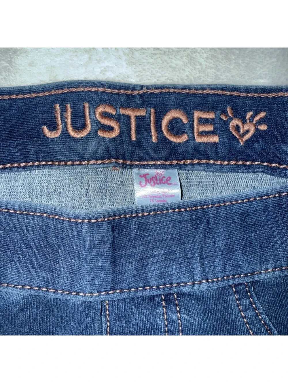Justice Fashion Dark Blue Skinny Stretch Denim Jeans Girls Size 12 Casual